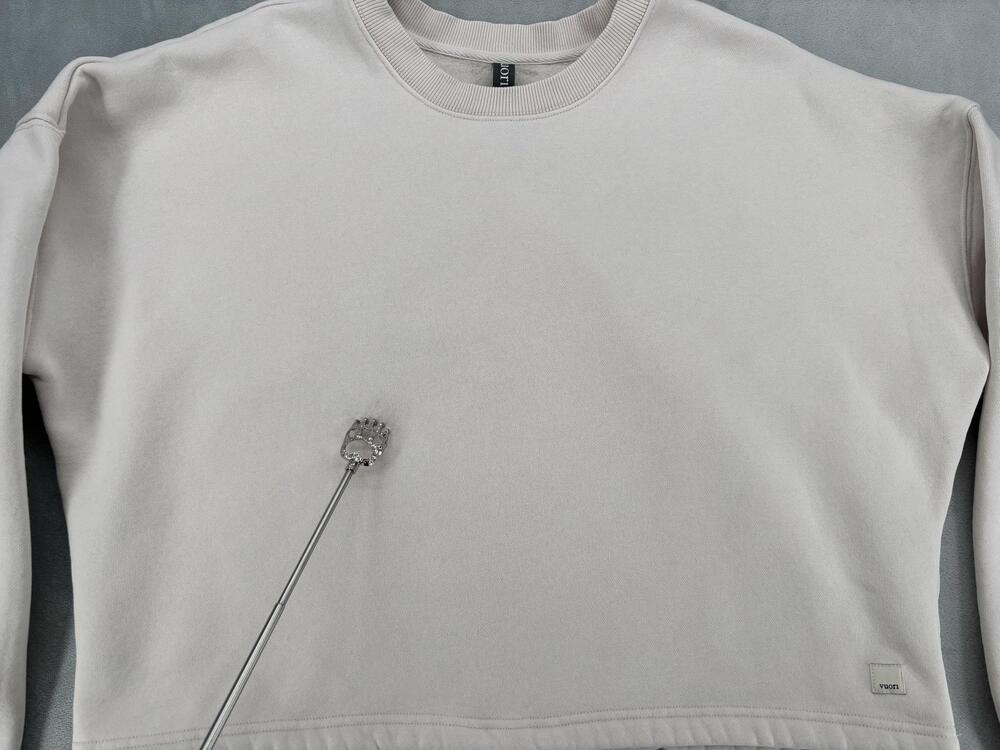 Vuori Sweatshirt Womens L Beige Pullover Fleece Oversized Adjustable Crewneck - Picture 8 of 11
